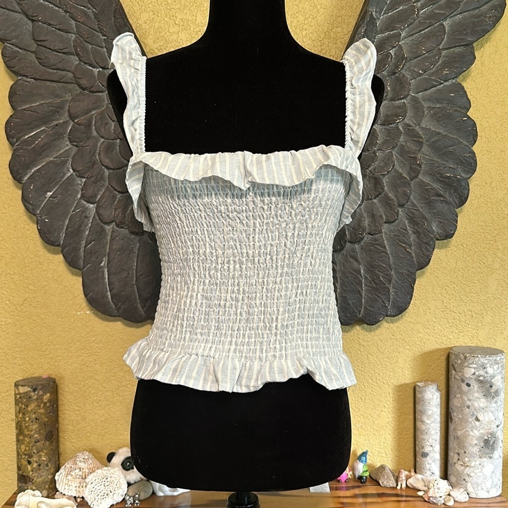 Aeropostale Linen Crop Top With Ruffles